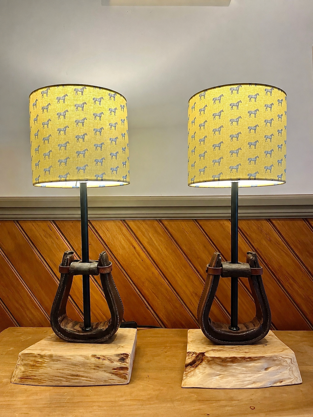 Pair of western stirrup lamps