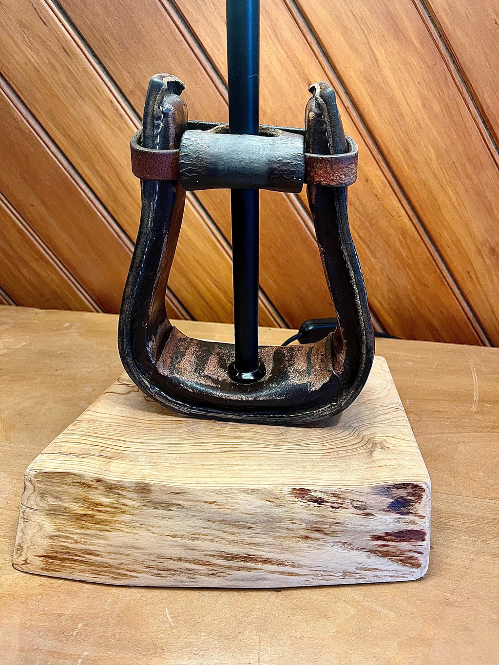 Pair of western stirrup lamps