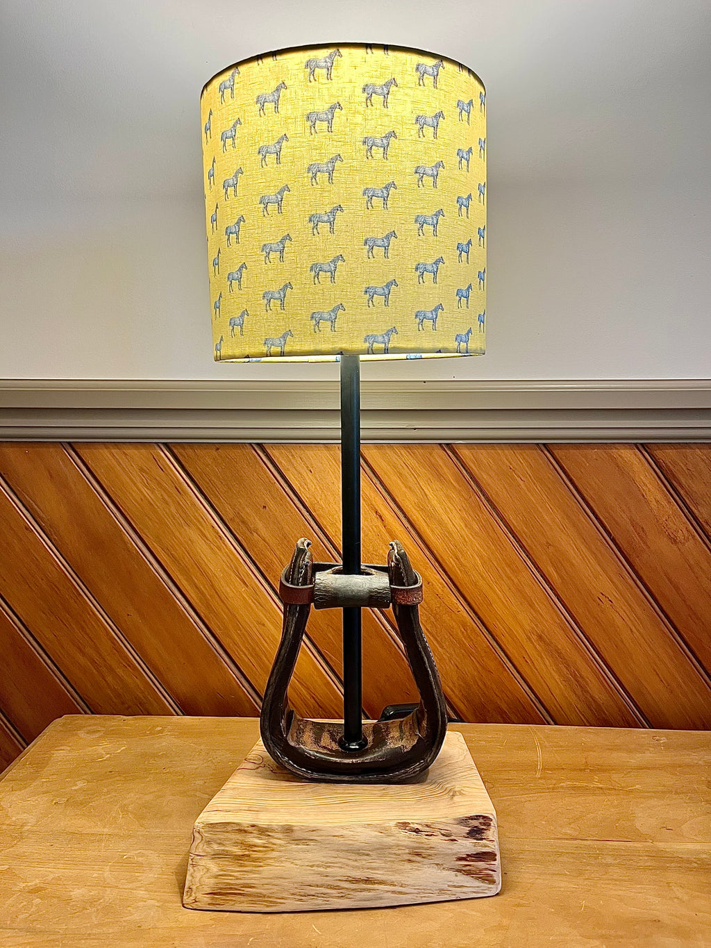 Pair of western stirrup lamps